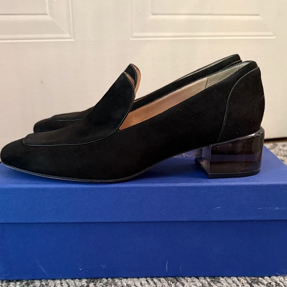 Stuart Weitzman Classic Black Suede Loafers - Picture 2 of 7